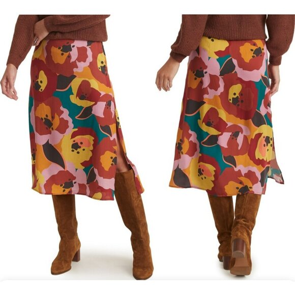 Marine Layer Dresses & Skirts - NWT Marine Layer Ryan Slip Midi Skirt Exploded Floral Size 2 Work Colorful